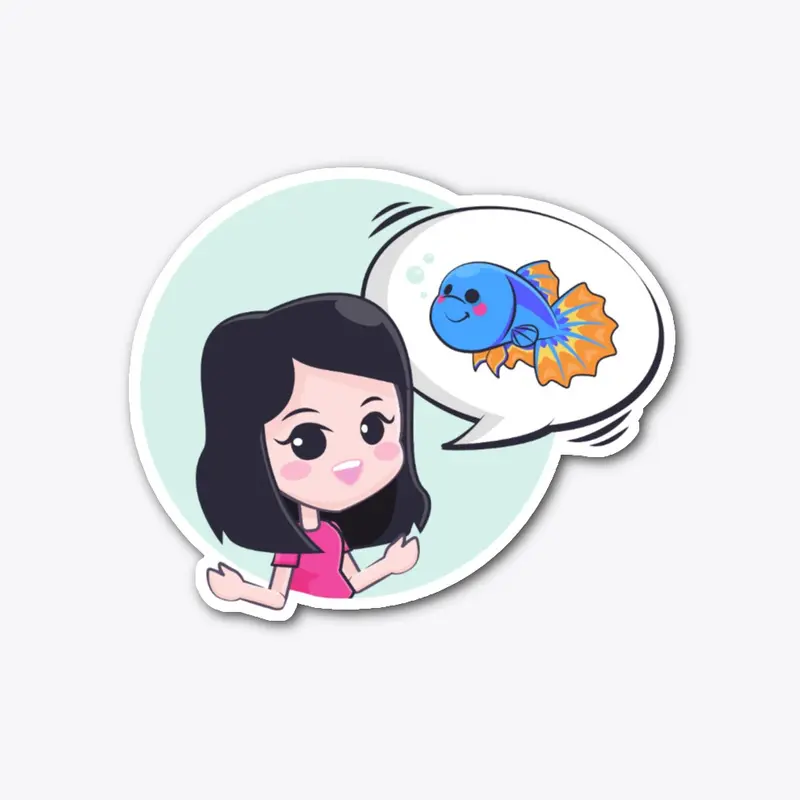 Girl Talks Fish Decal Sticker