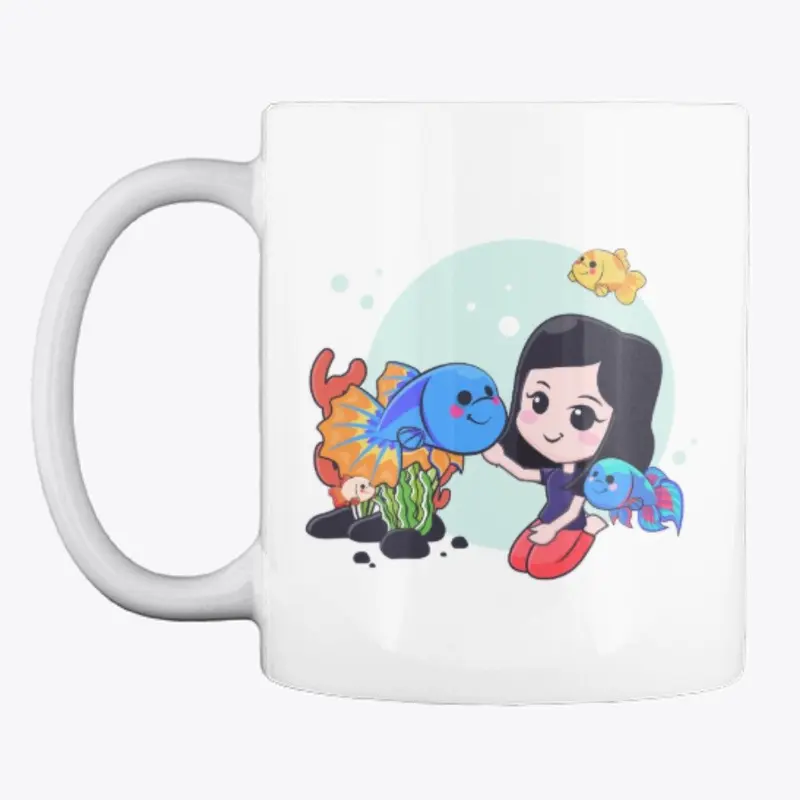 Girl Pets Fish Mug