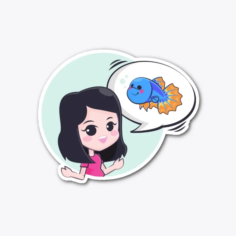 Girl Talks Fish Decal Sticker